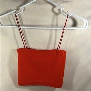 Zara Orange Camisole Crop Top Sleeveless Fitted